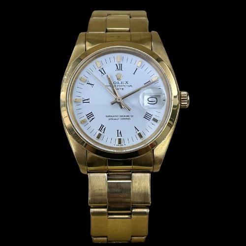 Rolex Date Vintage ref.1500 plexy - Full Yellow Gold - From 1977 full links never polished 