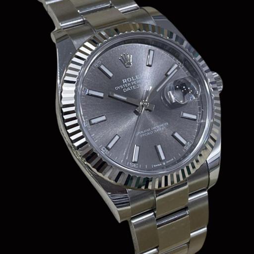 Rolex Date Just 41mm Grey Rhodium Dial, fluted bezel, Oyster bracelet like new. [1]