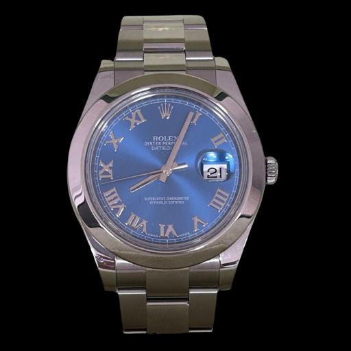 Rolex Date Just 41mm re.116300 blue roman dial from 2015 full set like new 