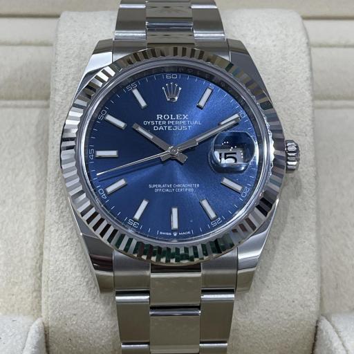 Rolex Date Just 41mm new model ref.126334 blue index dial brand new 2022 full set  [0]