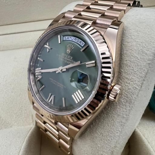Rolex Day-Date 40mm ref.228235 Olive Green 60th Anniversary President Rose Gold FULL SET 2019  [2]
