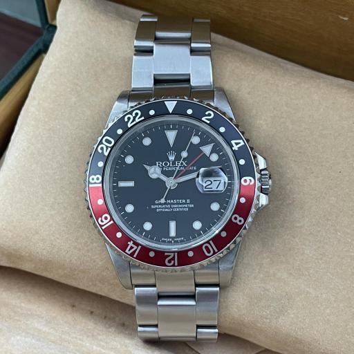 Rolex GMT II ref.16710 "COKE" bezel, solid endlinks very good conditions with box. [0]