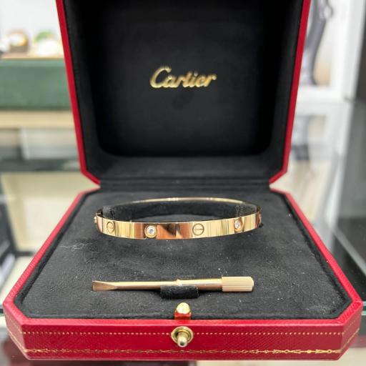 Cartier "LOVE" bangle en oro Rosa 18 Kt y diamantes  ref.RE 6563 talla 22 caja y garantía  [0]