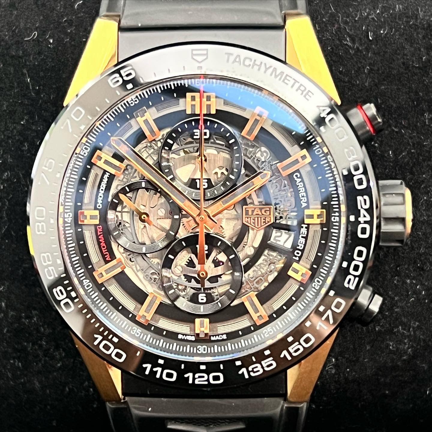 Tag Heuer Carrera Chronograph Skeleton 45mm rose gold & PVD like new ref. CAR2A5A