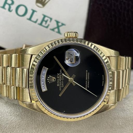 Rolex Day-Date oro Amarillo ónix Dial 36 mm serial L 1996 con Caja y documentación.