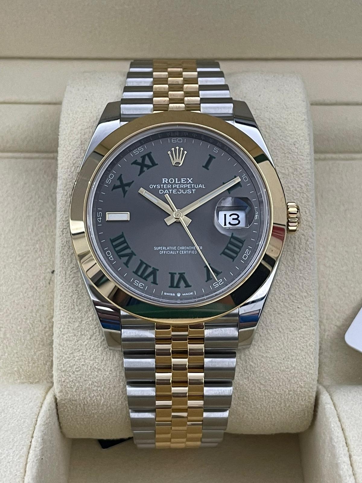 Fuerza Sabor Podrido Reloj Rolex Date Just 41mm ref.126303 Wimbledon Dial full set from 2022 NEW  some Stickers: 13.500,00 €