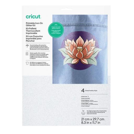 Cricut Iron-On imprimible Glitter - Kit de 4 hojas A4 [0]