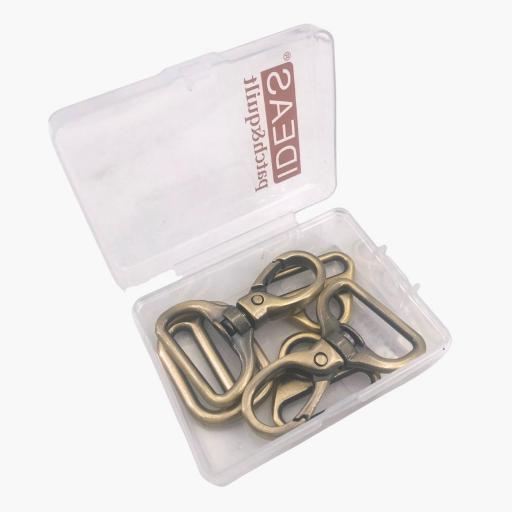 Pack herrajes 32 mm Oro Viejo: 2 mosquetones + 2 cierre D + 1 hebilla [1]