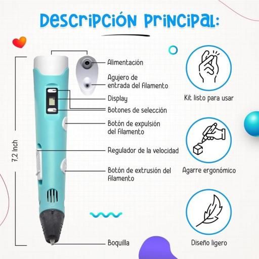 Bolígrafo 3D con pantalla LCD – Compatible con filamento PLA