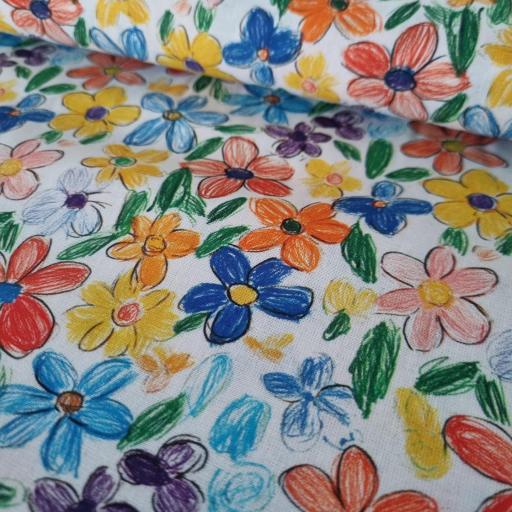 Algodon 100% organico - Crayon Margaritas