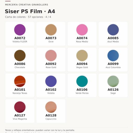 Vinilo Textil Siser PS Film DINA4 [6]