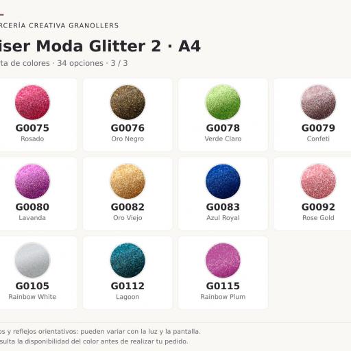 Siser Moda Glitter 2 - A4 - Vinilo Textil Purpurina [3]