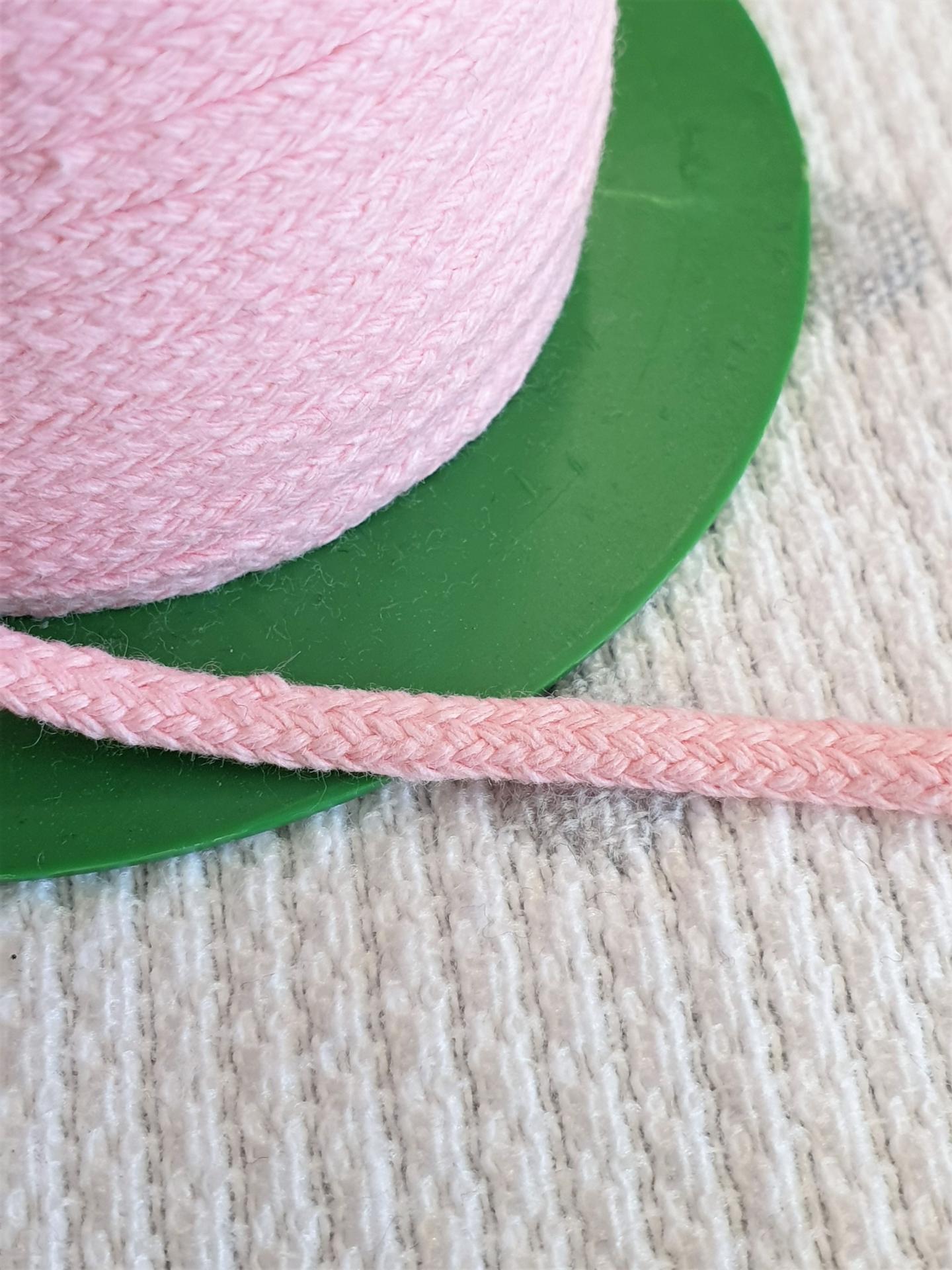 Cordón Algodón semi-plano 3mm Rosa Bebe