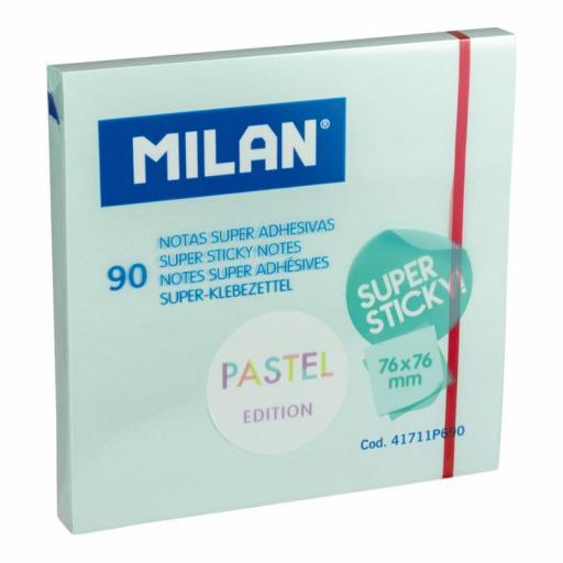 Milan - Bloc 90 Post-It super adhesivas - Azul Pastel