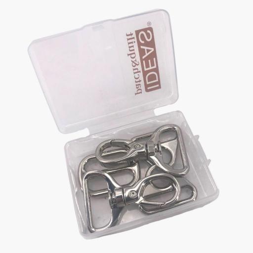 Pack herrajes 32 mm Plateado: 2 mosquetones + 2 cierre D + 1 hebilla [1]