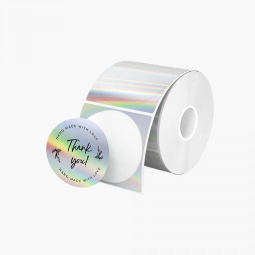 MUNBYN etiquetas térmicas holográficas plateadas redondas de 5 cm, 400 unidades