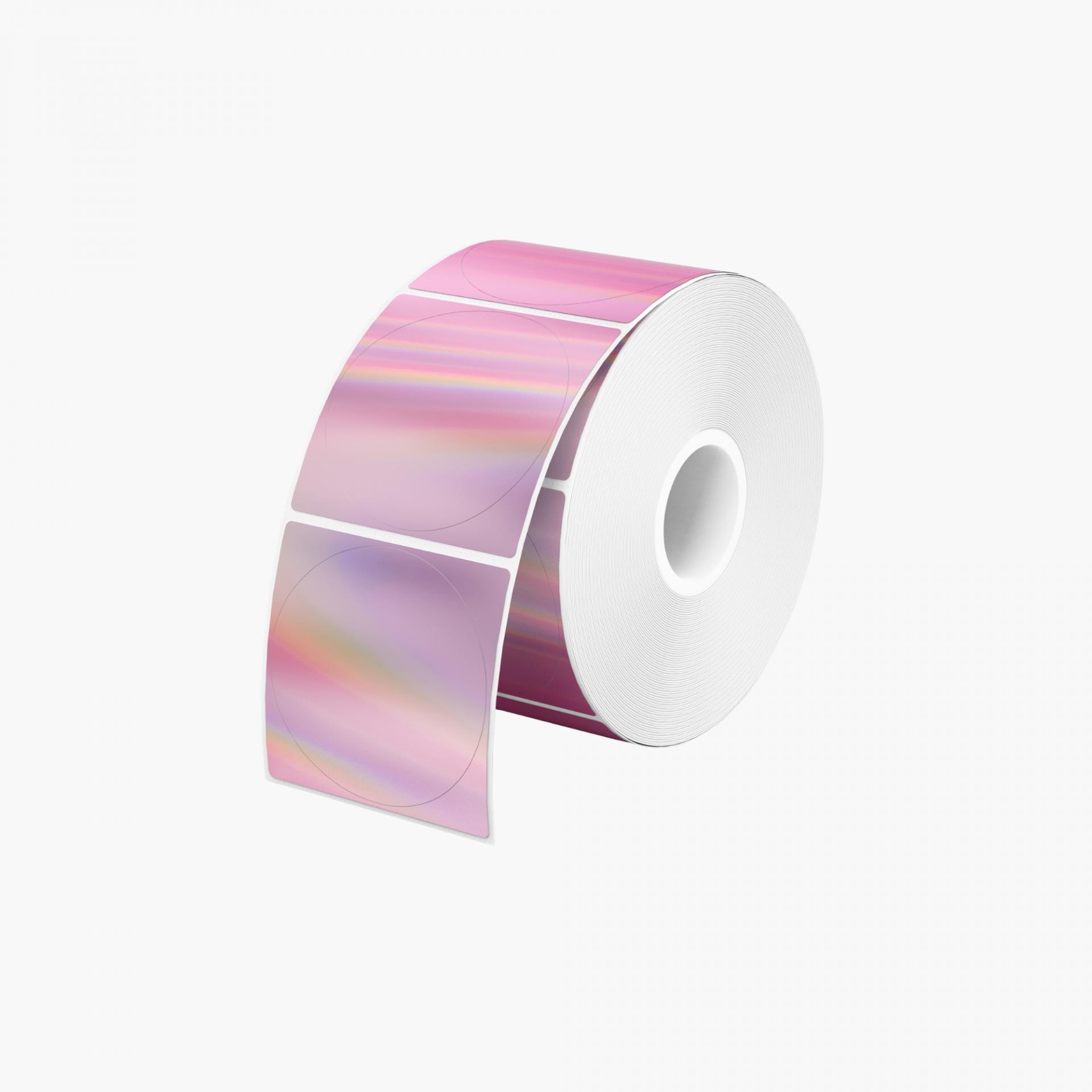 MUNBYN etiquetas térmicas holográficas rosas redondas de 5 cm, 400 unidades