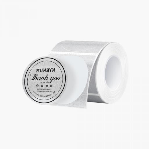 MUNBYN etiquetas térmicas Metallic plateadas redondas de 5 cm, 100 unidades