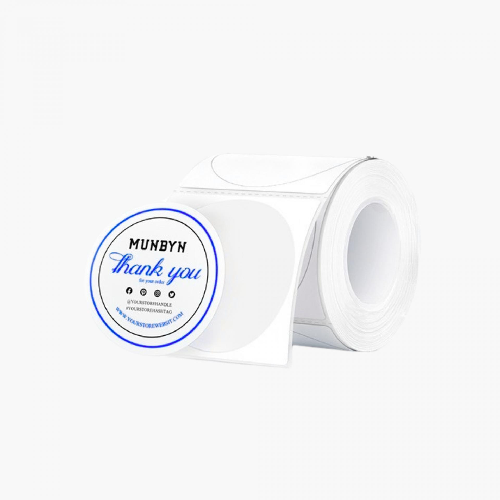 MUNBYN etiquetas térmicas de doble círculo azul y negro de 5 cm, 150 unidades