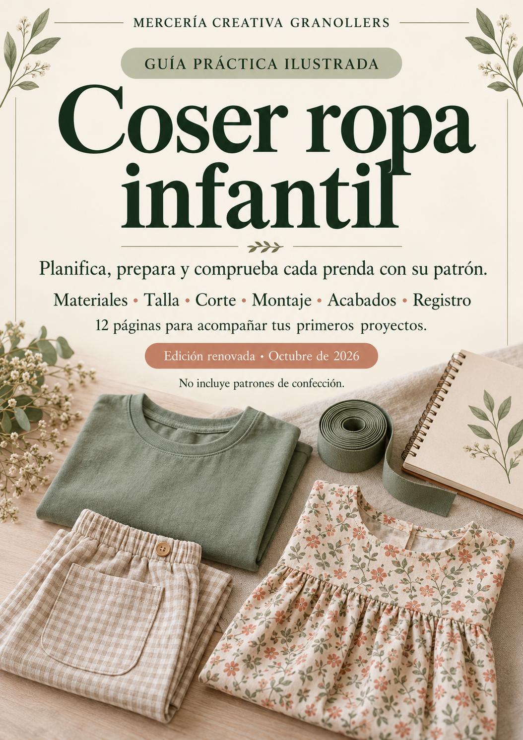 Portada de Coser ropa infantil - Guía PDF ilustrada, edición 2026