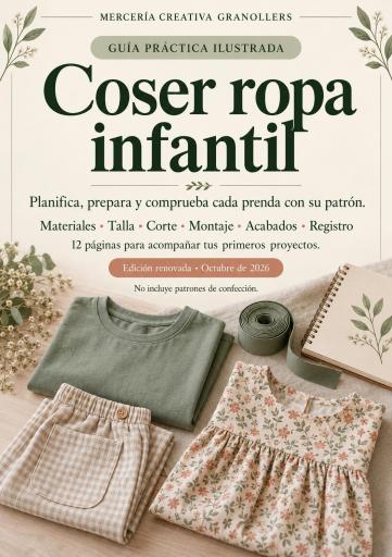 Portada de Coser ropa infantil - Guía PDF ilustrada, edición 2026