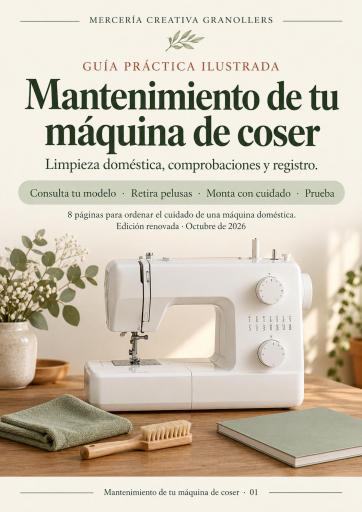 Portada de Mantenimiento de tu máquina de coser - Guía PDF ilustrada, edición 2026