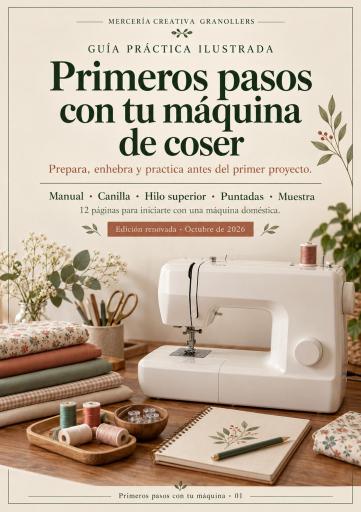 Portada de Primeros pasos con tu máquina de coser - Guía PDF ilustrada, edición 2026 [0]