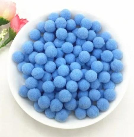Pompones Felpa 20mm Color Azul Agua