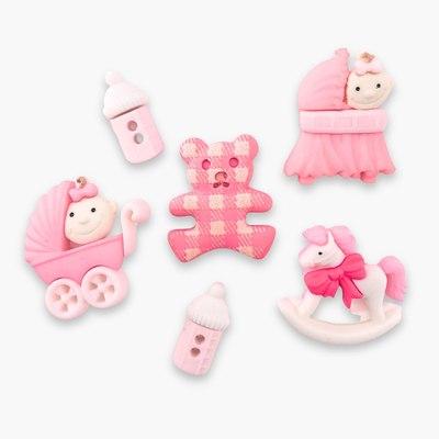 Botones decorativos bebe rosa Baby Fun Girl - Bolsa