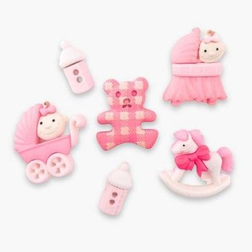 Botones decorativos bebe rosa Baby Fun Girl - Bolsa