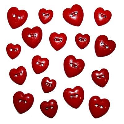 Botones decorativos corazones Cc Red - Bolsa