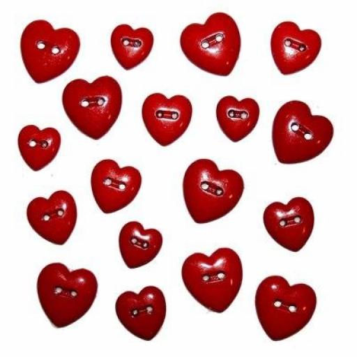 Botones decorativos corazones Cc Red - Bolsa