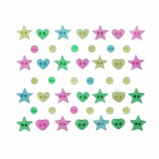 Botones decorativos microformas de estrellas y corazones - Bolsa