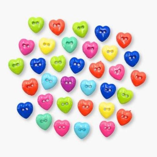 Botones decorativos mini corazones Rainbow 9 mm - Bolsa