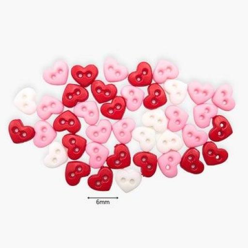 Botones decorativos microcorazones Valentines - Bolsa