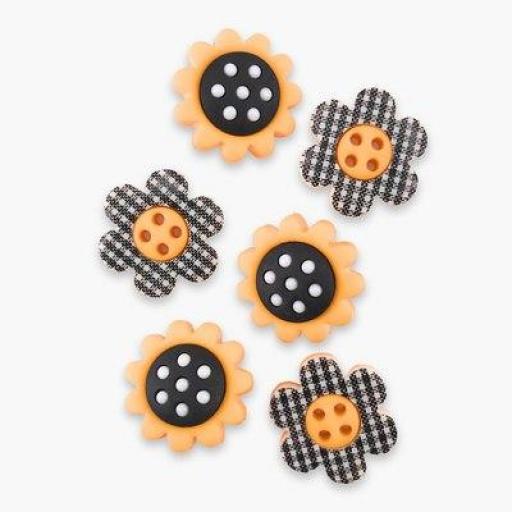 Botones decorativos girasoles y margaritas Country Sunshine - Bolsa