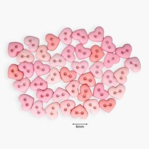 Botones decorativos microcorazones Rose 6 mm - Bolsa