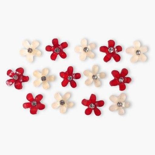 Botones decorativos flores rojas y blancas Flowers for You - Bolsa