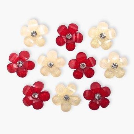 Botones decorativos flores con brillo Loves and Hugs - Bolsa