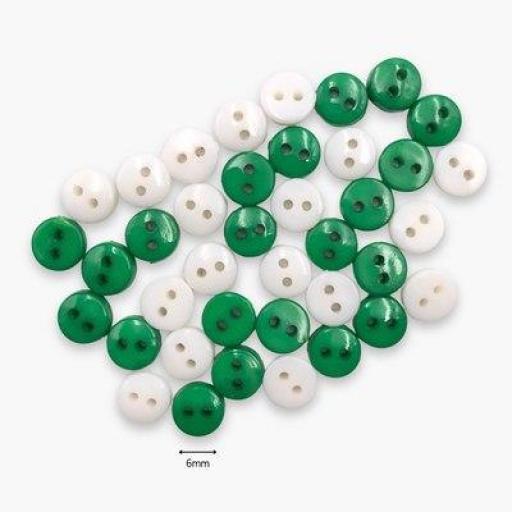 Botones decorativos redondos verdes y blancos Irish Mix - Bolsa