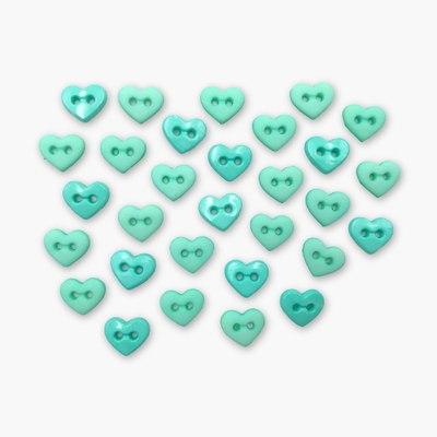Botones decorativos microcorazones Seafoam 6 mm - Bolsa