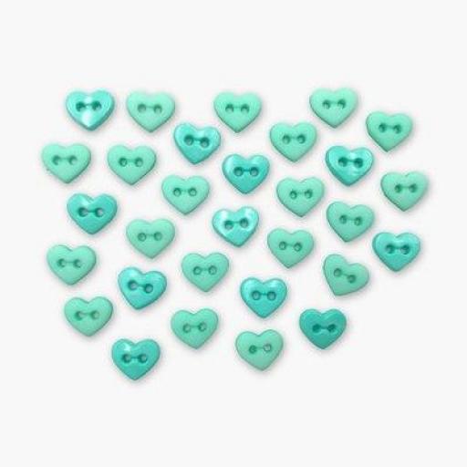 Botones decorativos microcorazones Seafoam 6 mm - Bolsa