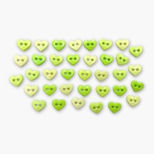 Botones decorativos microcorazones Lime 6 mm - Bolsa