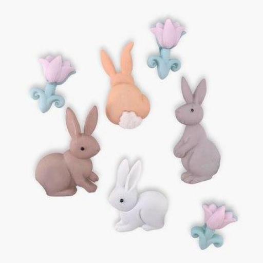Botones decorativos conejos Jumpin Around - Bolsa
