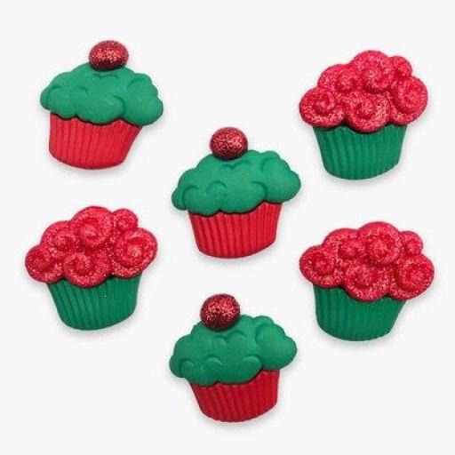 Botones decorativos pastelitos Christmas Cupcakes - Bolsa
