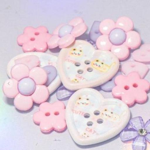 Botones decorativos de corazones Cotton Candy - Bolsa