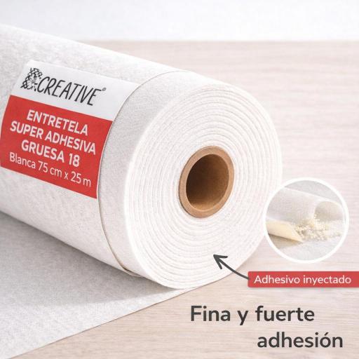 Entretela Algodón SUPERADHESIVA Gruesa 18 Blanca - Termo-Adhesiva [0]