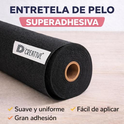 Entretela Pelo SUPERADHESIVA Negra - Termo-Adhesiva