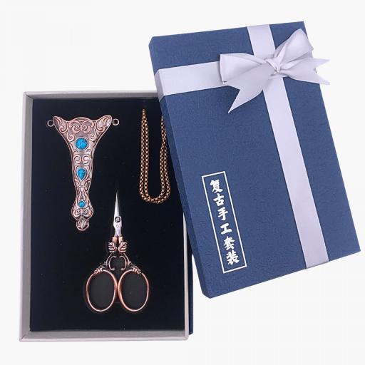 Set Tijeras Vintage Colgante Turquesa (Tijeras + Funda + Cadena) [1]