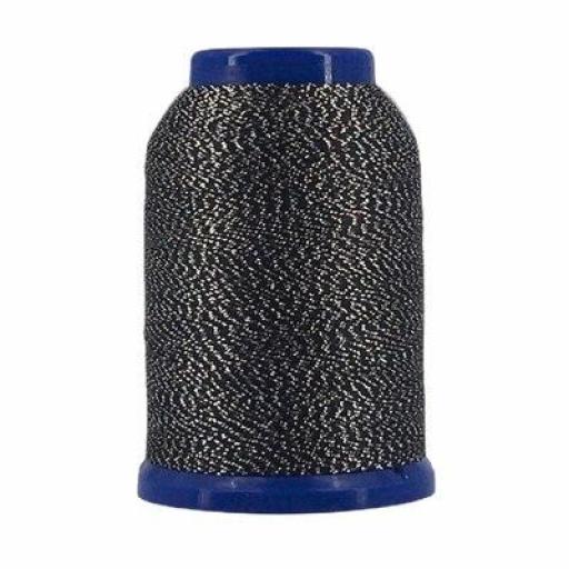 Hilo Fujix Woollie Lock Lame remalladora negro plata DXWL502 - 1000 m [0]